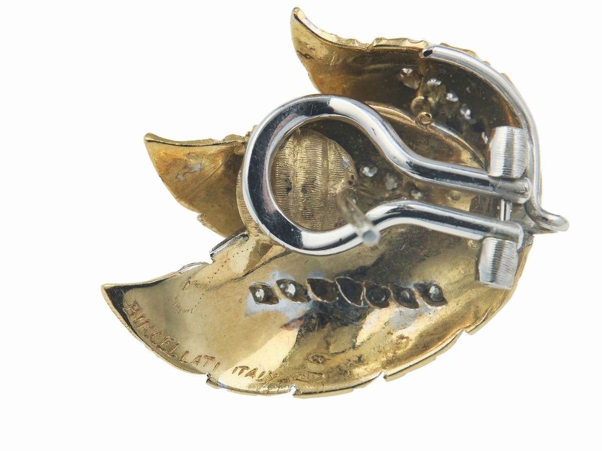 Buccellati, Orecchini con diamanti in oro bianco e oro giallo 750/1000