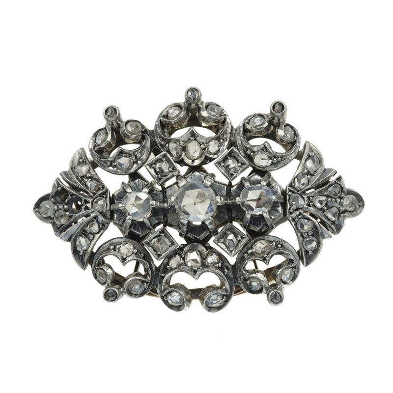 Rose-cut diamond and silver brooch (in origin was a clasp)  - Auction Jewels - Cambi Casa d'Aste