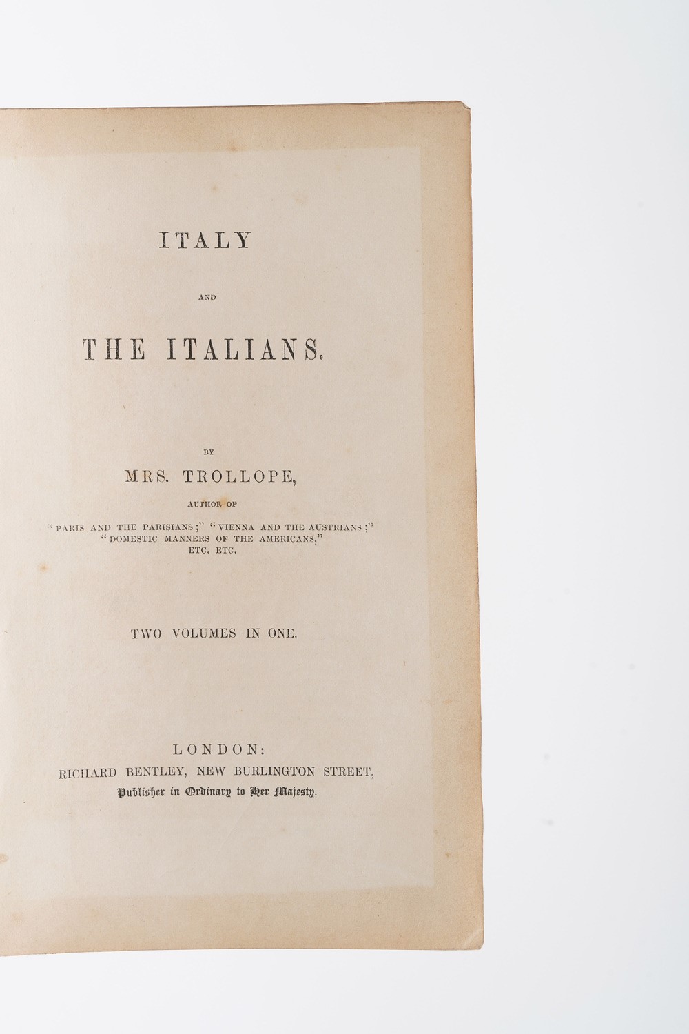 Frances Trollope. Italy And The Italians.