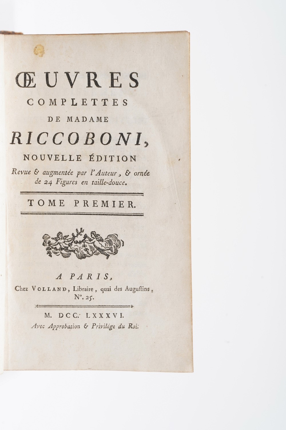 Madame Riccoboni. Ouvres Completes, a Paris Chez Volland, 1786.