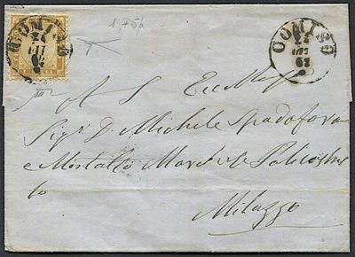 1862, Regno D’italia, Sicilia, Sovracoperta di Lettera da Comiso per Milazzo del 24 Ottobre Affra...