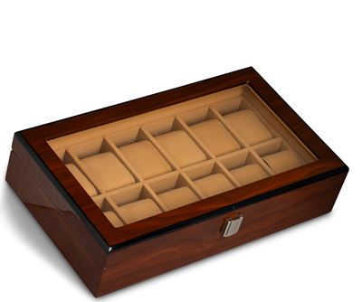 Scatola Orologi 12 Posti in Legno con Display in Vetro, 37x21,5 MM