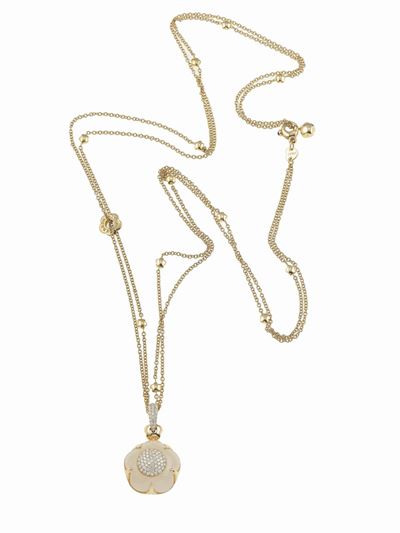 Pasquale Bruni, Collana “Bon Ton” con quarzo rosa e diamanti in oro giallo 750/1000