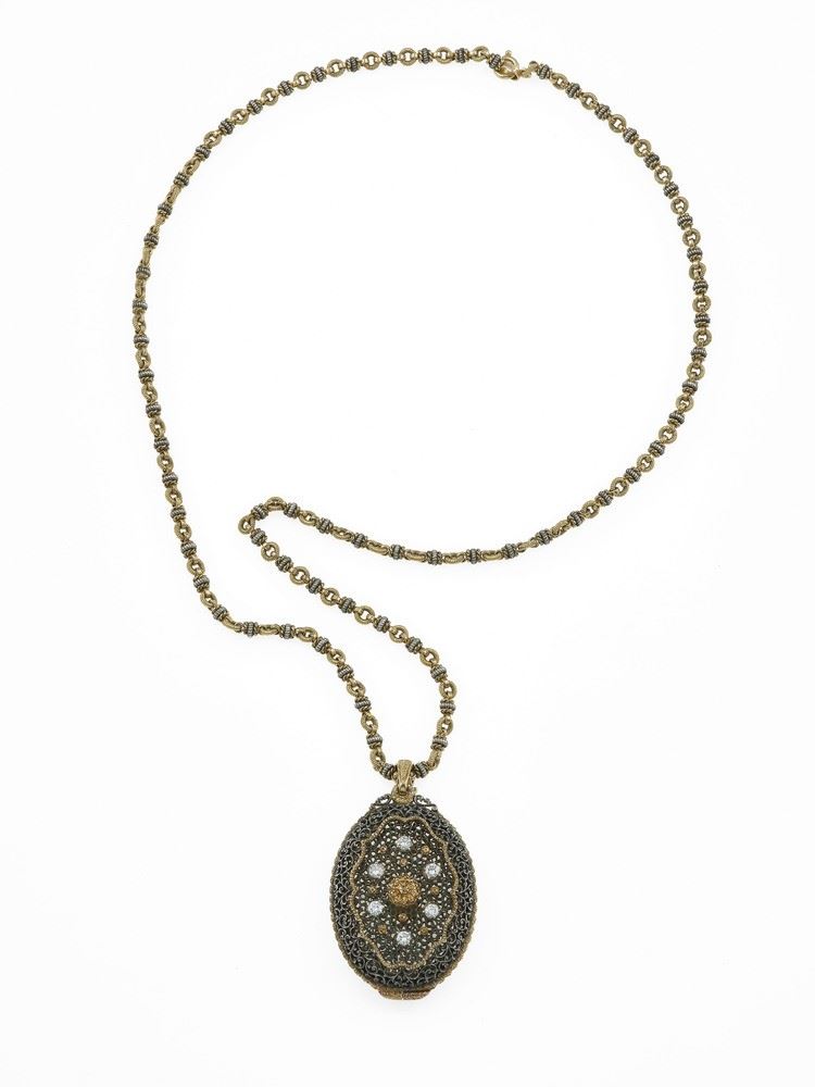 Diamond, gold and silver pendant  - Auction Jewels - Cambi Casa d'Aste