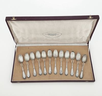 12 Cucchiaini. Argenteria Italiana del XX Secolo, Argentiere Clementi, Bologna