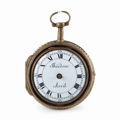 Theodore Avril: Orologiaio in Parigi nella Metà del XVIII Secolo. Orologio in Doppia Cassa in Ram...