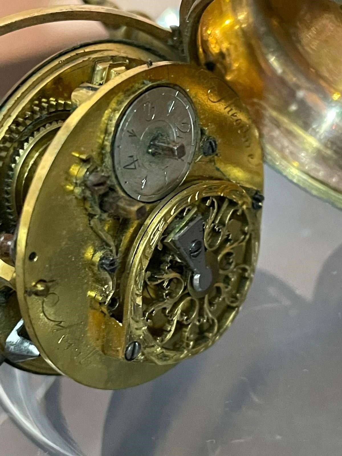 Theodore Avril: Orologiaio in Parigi nella Metà del XVIII Secolo. Orologio in Doppia Cassa in Ram...