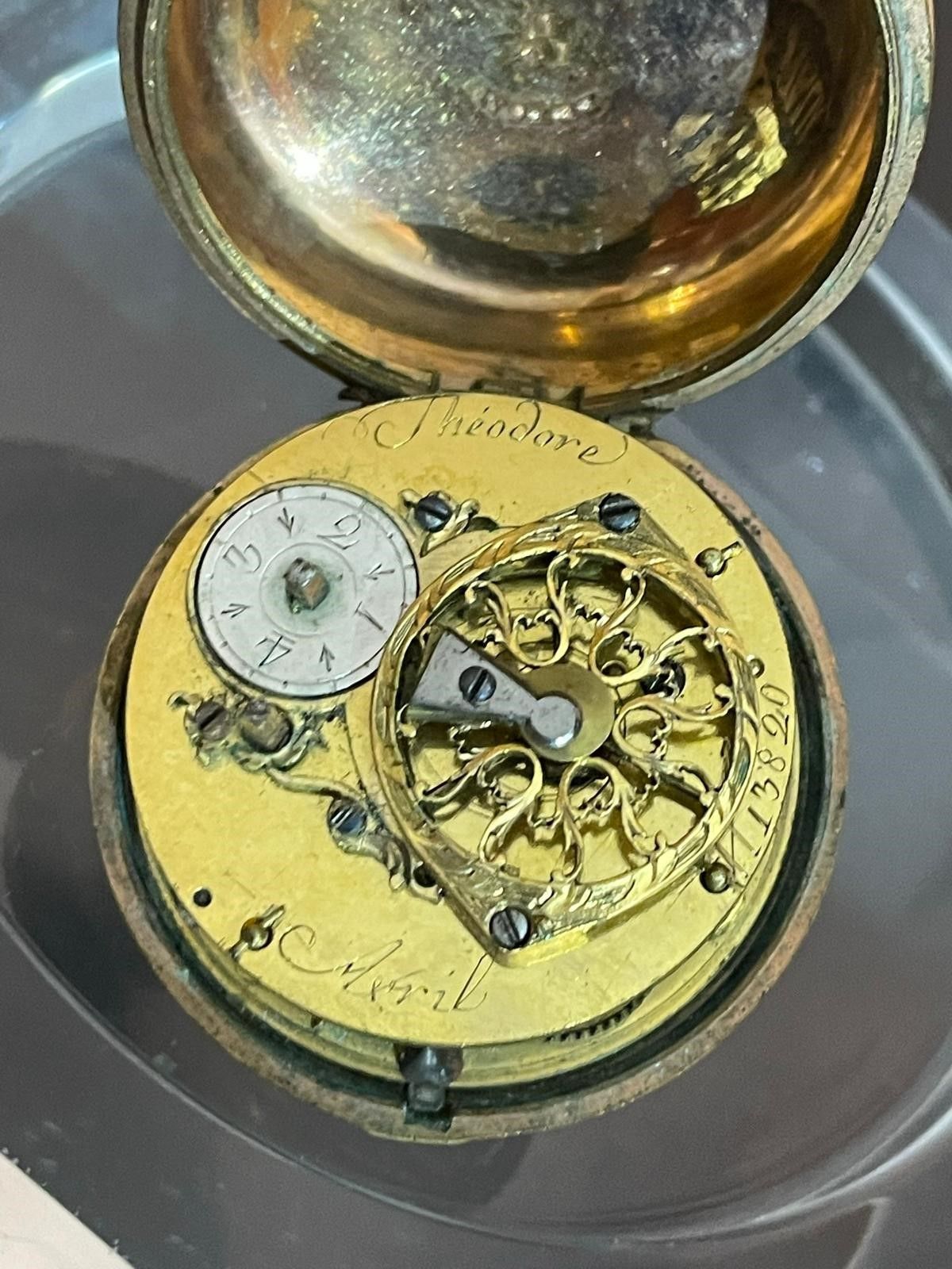 Theodore Avril: Orologiaio in Parigi nella Metà del XVIII Secolo. Orologio in Doppia Cassa in Ram...
