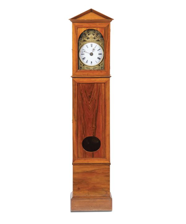 Torre in legno chiaro, movimento ore e quarti  su 3 campane più sveglia, chiave ad innesto XIX