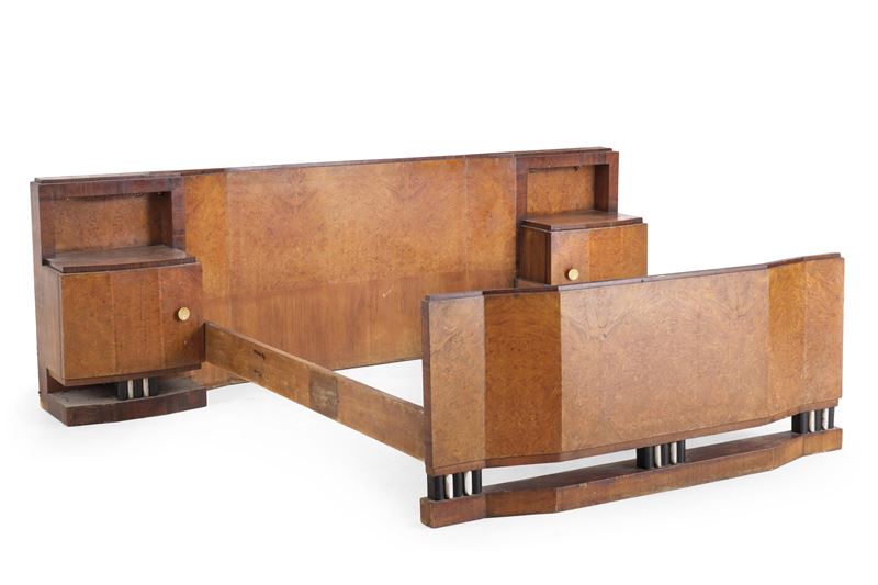 Letto decò lastronato. XX secolo  - Asta Occasioni d'Antiquariato - Cambi Casa d'Aste