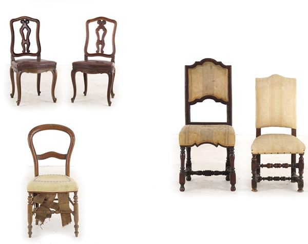 Gruppo di cinque seggiole. XIX-XX secolo