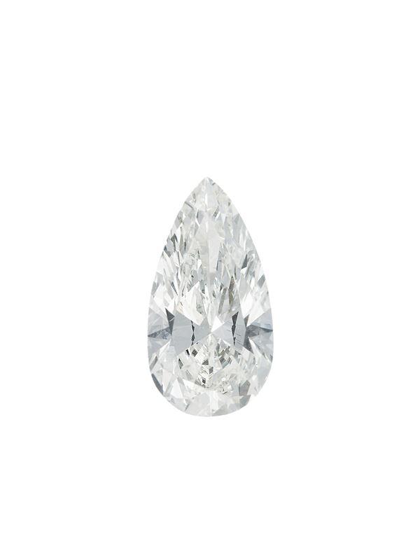 Diamante taglio a goccia modificato brillante di ct 2.95, colore J, caratteristiche interne VVS1, fluorescenza UV debole