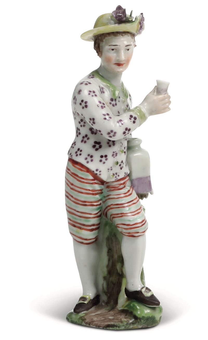 Figurina di contadino Venezia, Manifattura Cozzi, 1770-1785   - Asta Maioliche, Porcellane e Figure Venete di un Collezionista Veneziano - Cambi Casa d'Aste