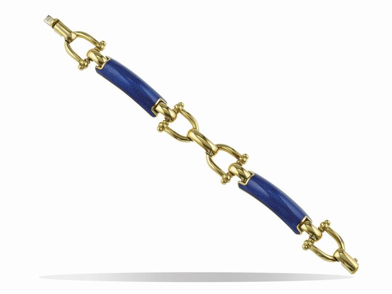 Bracciale con smalto blu  - Asta Fine Jewels - Cambi Casa d'Aste
