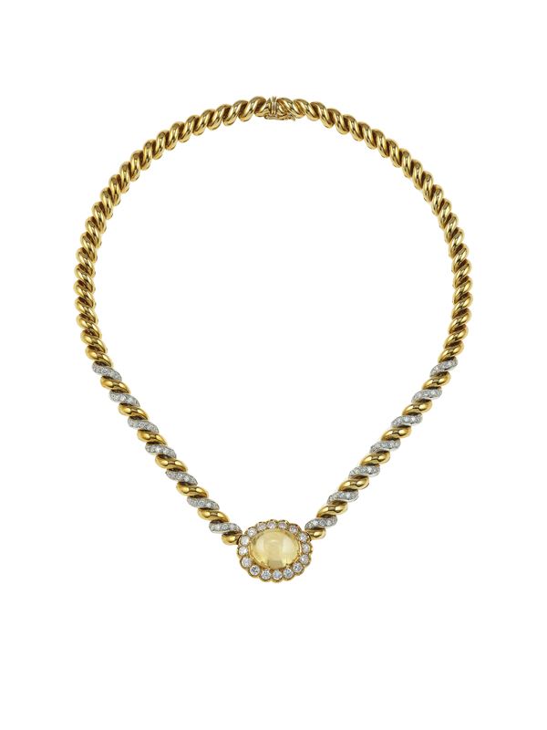 Diamond and corundum necklace. Signed Sabbadini