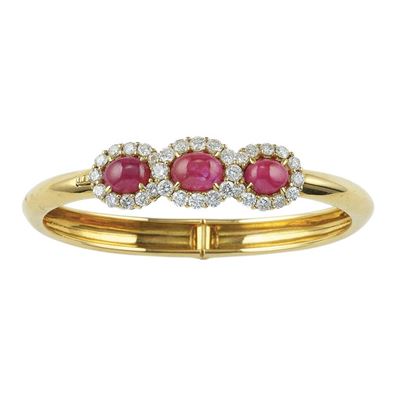 Bracciale Rigido con Rubini e Diamanti