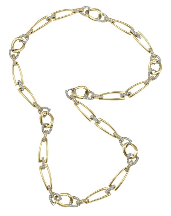 Diamond and gold sautoir necklace