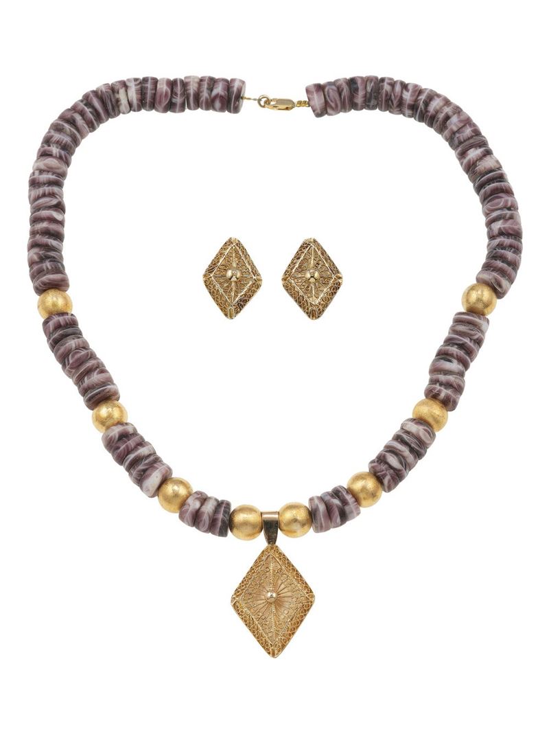 Glass and gold demi-parure  - Auction Jewels - Cambi Casa d'Aste