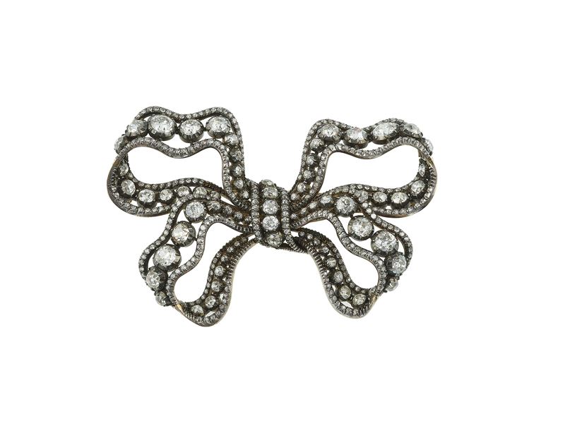 Old-cut diamond bow brooch  - Auction Fine Jewels - Cambi Casa d'Aste