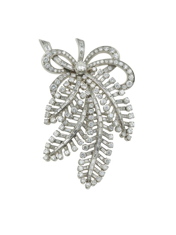 Diamond and platinum brooch. Signed and numbered Boucheron, Paris, n. 37760