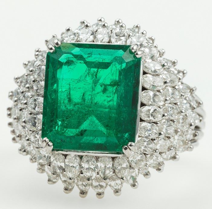 Anello con smeraldo Colombia di ct 5.60  - Asta Fine Jewels - Cambi Casa d'Aste