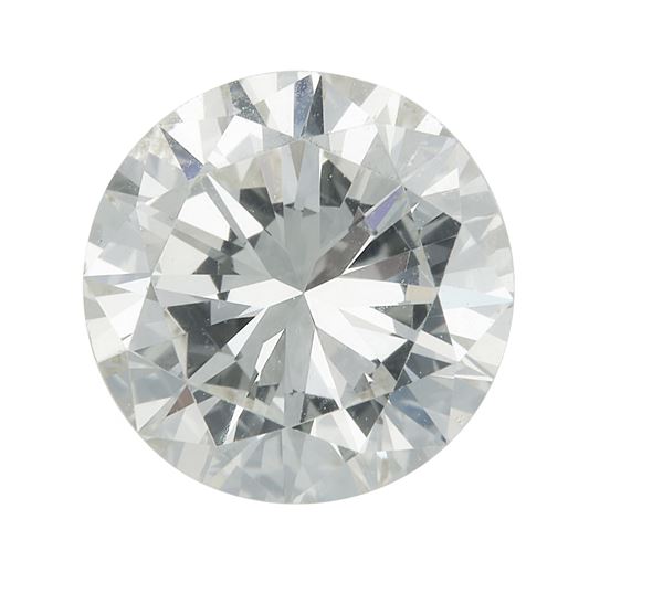 Brilliant-cut diamond weight 1.72 carats, color N, clarity VS2, fluorescence none. Gemmological Report RAG Torino n. DV23197