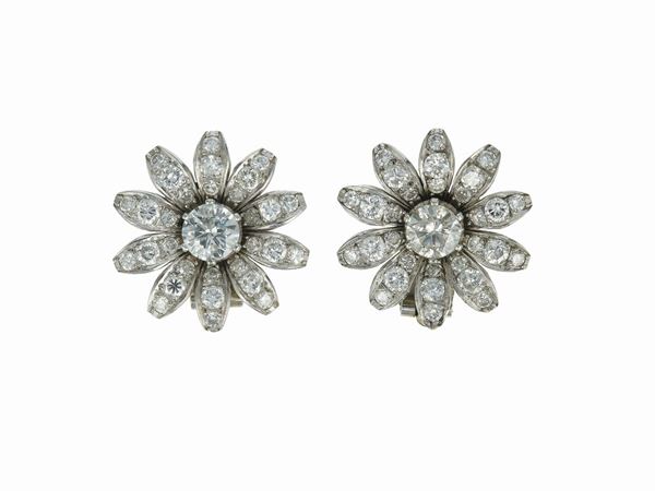 Old-cut diamond and gold earrings