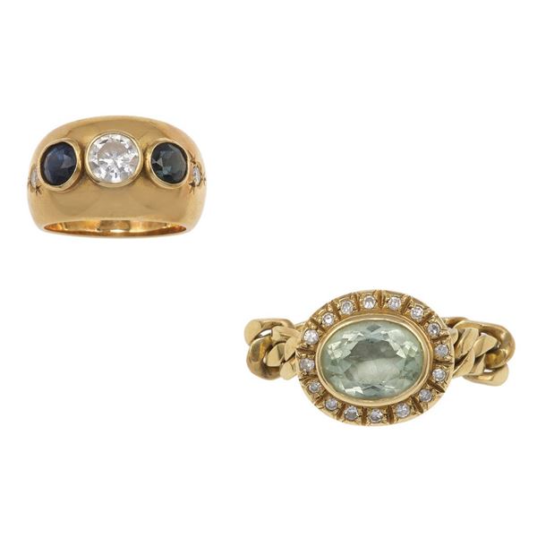 Two gem-set and gold rings