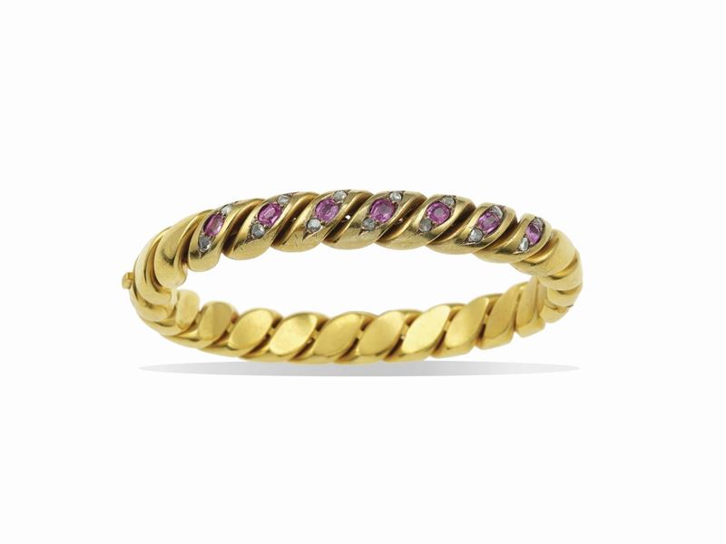 Bracciale rigido con piccoli rubini  - Asta Fine Jewels - Cambi Casa d'Aste