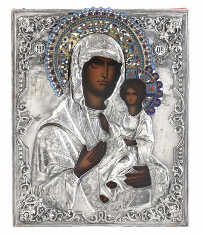Manifattura europea del XX secolo, Madonna con Bambino (icona su tavola)