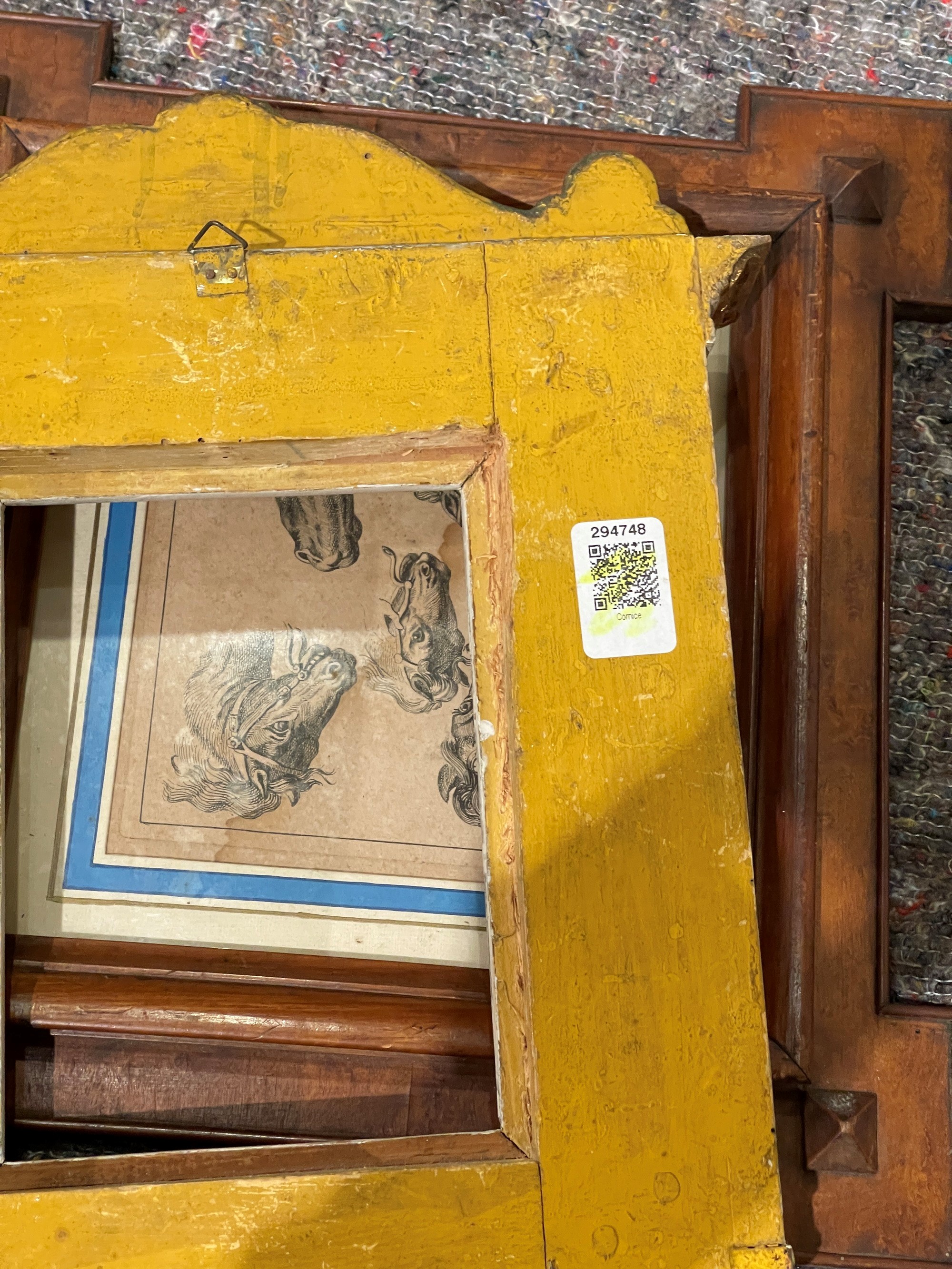 Cornice a Edicola in Legno Policromo e Dorato. Italia XIX Secolo