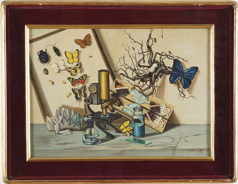 Adriano Gajoni : Natura morta, 1955  - olio su tavola - Asta Pittura del XIX-XX secolo - Cambi Casa d'Aste