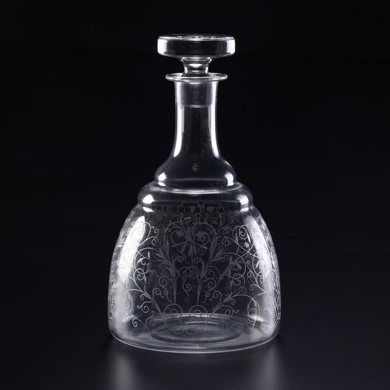 Bottiglia con tappo “Lulli” Francia, Manifattura Baccarat, metà del XX secolo circa   - Asta L'Art de la Table - Cambi Casa d'Aste