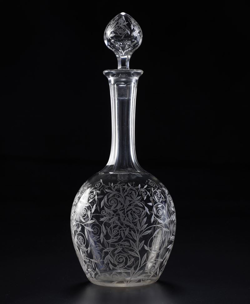 Bottiglia con tappo “Golf Juan” Francia, Manifattura Baccarat, secondo terzo del XX secolo   - Auction L'Art de la Table - Cambi Casa d'Aste