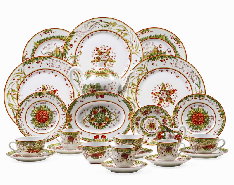 Servizio da tavola Hermès “Le Jardin de Pythagore” Francia, Manifattura di Limoges, per Hermès Paris, verso la fine del XX secolo  - Asta L'Art de la Table - Cambi Casa d'Aste