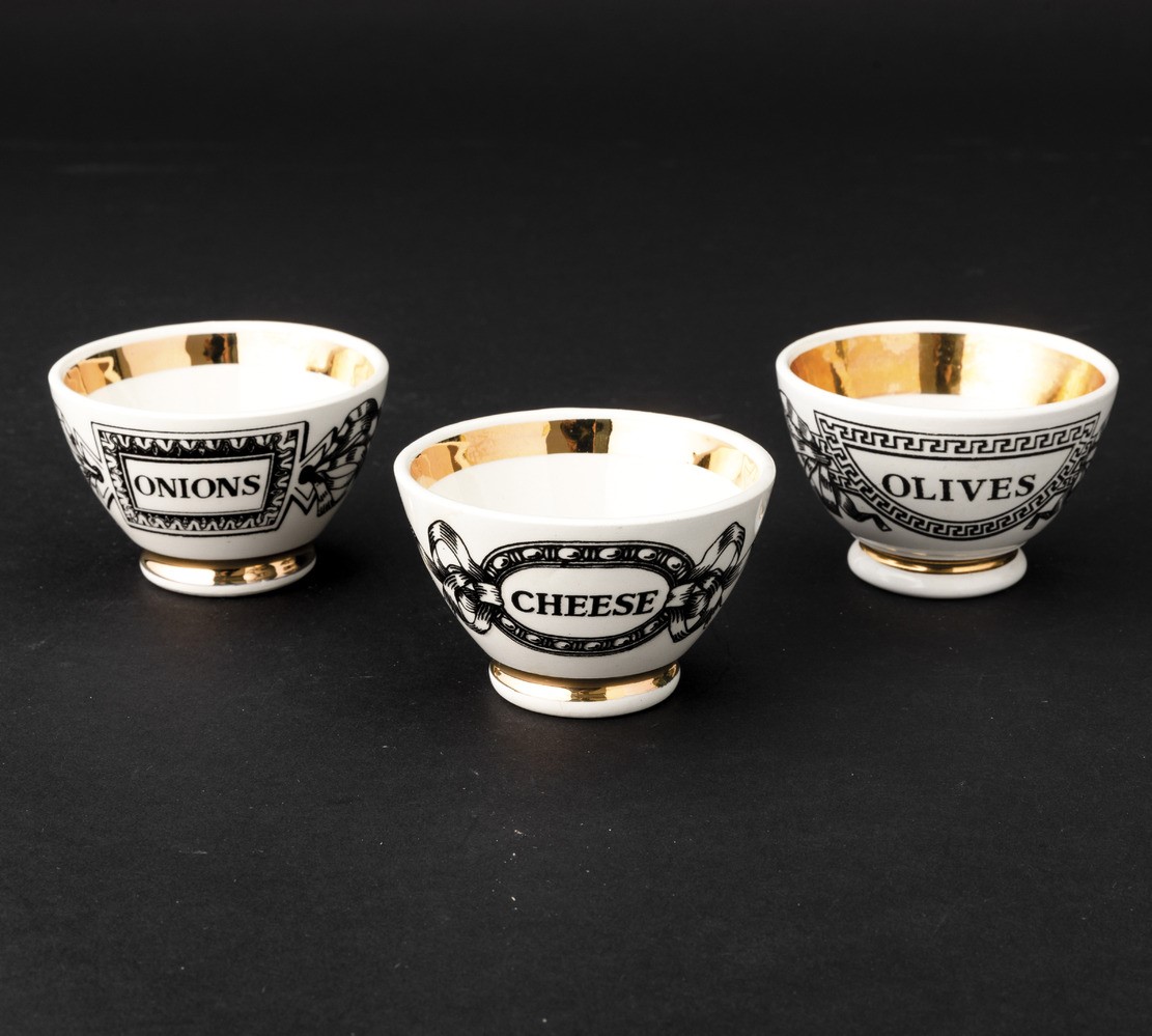 Tre Ciotoline per Antipastimilano, Primi Anni'60design di Piero Fornasetti (1913-1988)
