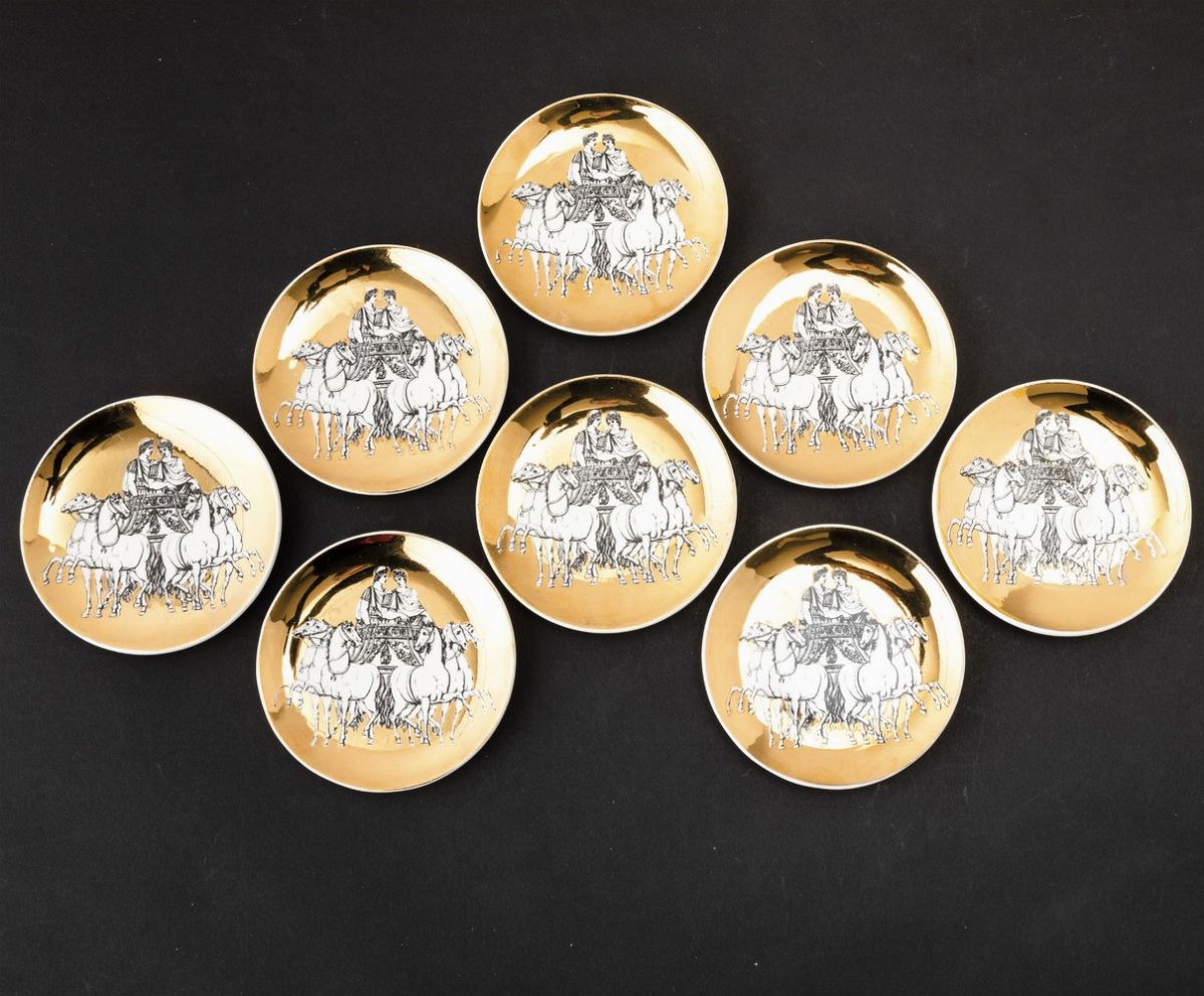 Otto Sottobicchieri Quadrigamilano, Primi Anni'60design di Piero Fornasetti (1913-1988)