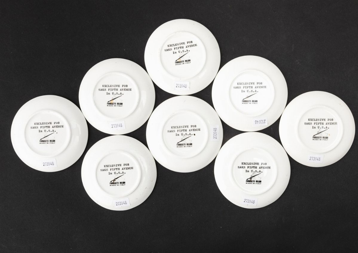 Otto Sottobicchieri Quadrigamilano, Primi Anni'60design di Piero Fornasetti (1913-1988)