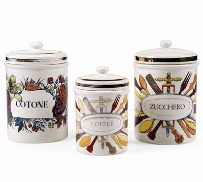 Tre Contenitori con Coperchiomilano, Primi Anni ‘60design di Piero Fornasetti (1913-1988)
