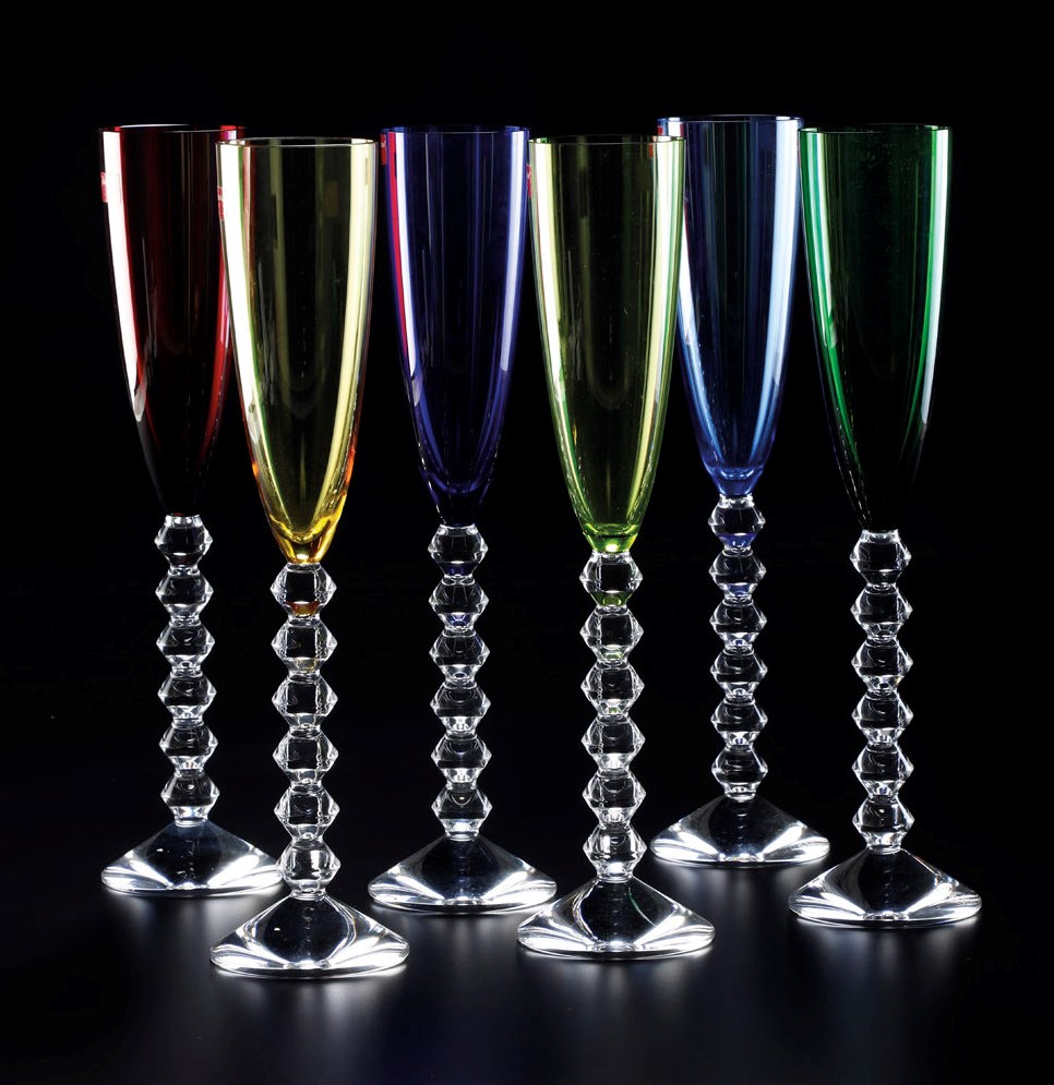 Dodici Flûtes Colorate “vega Flutissimo”francia, Manifattura Baccarat, XX Secolodesigner: Savinel...