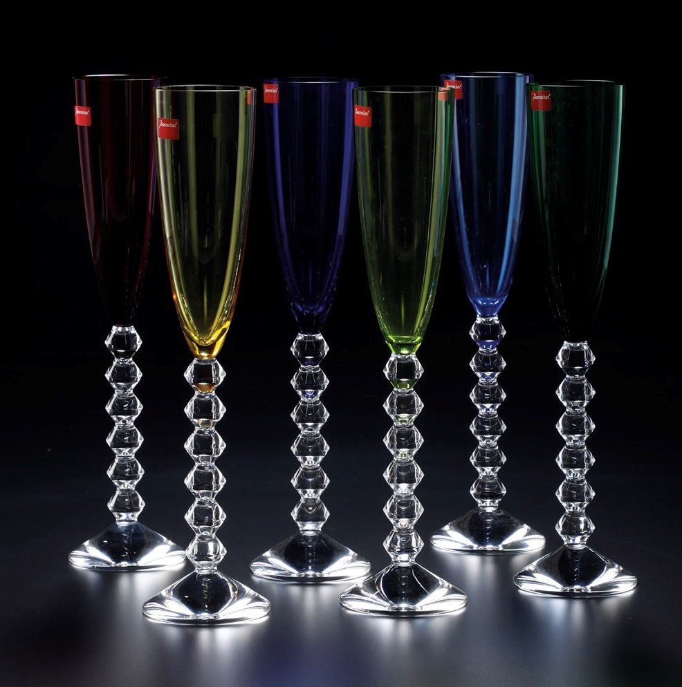 Dodici Flûtes Colorate “vega Flutissimo”francia, Manifattura Baccarat, XX Secolodesigner: Savinel...
