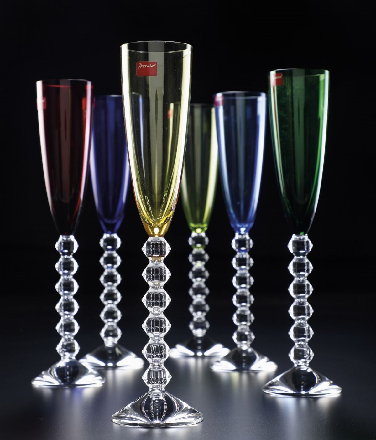 Dodici Flûtes Colorate “vega Flutissimo”francia, Manifattura Baccarat, XX Secolodesigner: Savinel...