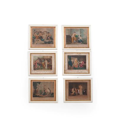Louis-françois Mariage (1785-1828) Gruppo di Dieci Incisioni Colorate a Tema Storico e Mitologico