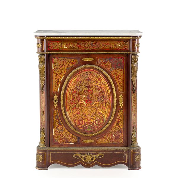 Mobiletto in legno stile Boulle. XIX secolo