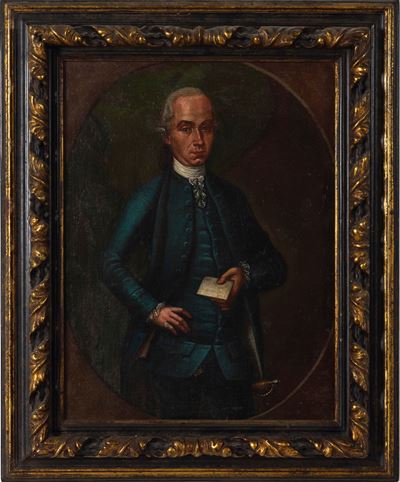 Scuola del XVIII secolo, Ritratto di gentiluomo con lettera, olio su tela