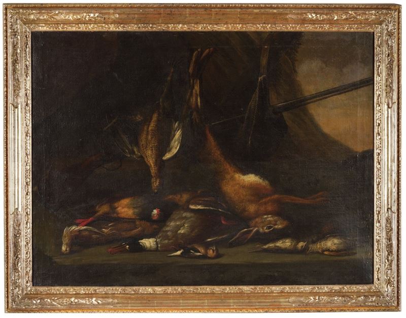 Scuola del XVIII secolo Natura morta con cacciagione  - olio su tela - Auction Old Masters - Cambi Casa d'Aste