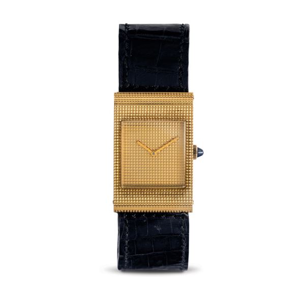 Boucheron - Raffinato orologio da polso  Reflet, in oro giallo 18k con elegante chiusura nascosta nell'ansa superiore quadrante dorato con lavorazione Clos de Paris