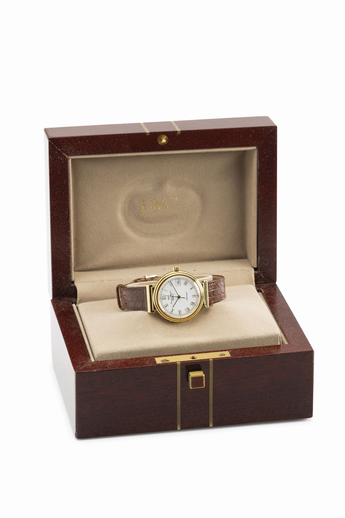 Iwc - Elegante da Vinci in Oro Giallo 18k con Cassa a Cerniera e Fondo a Vista, Anse Snodate e Mo...