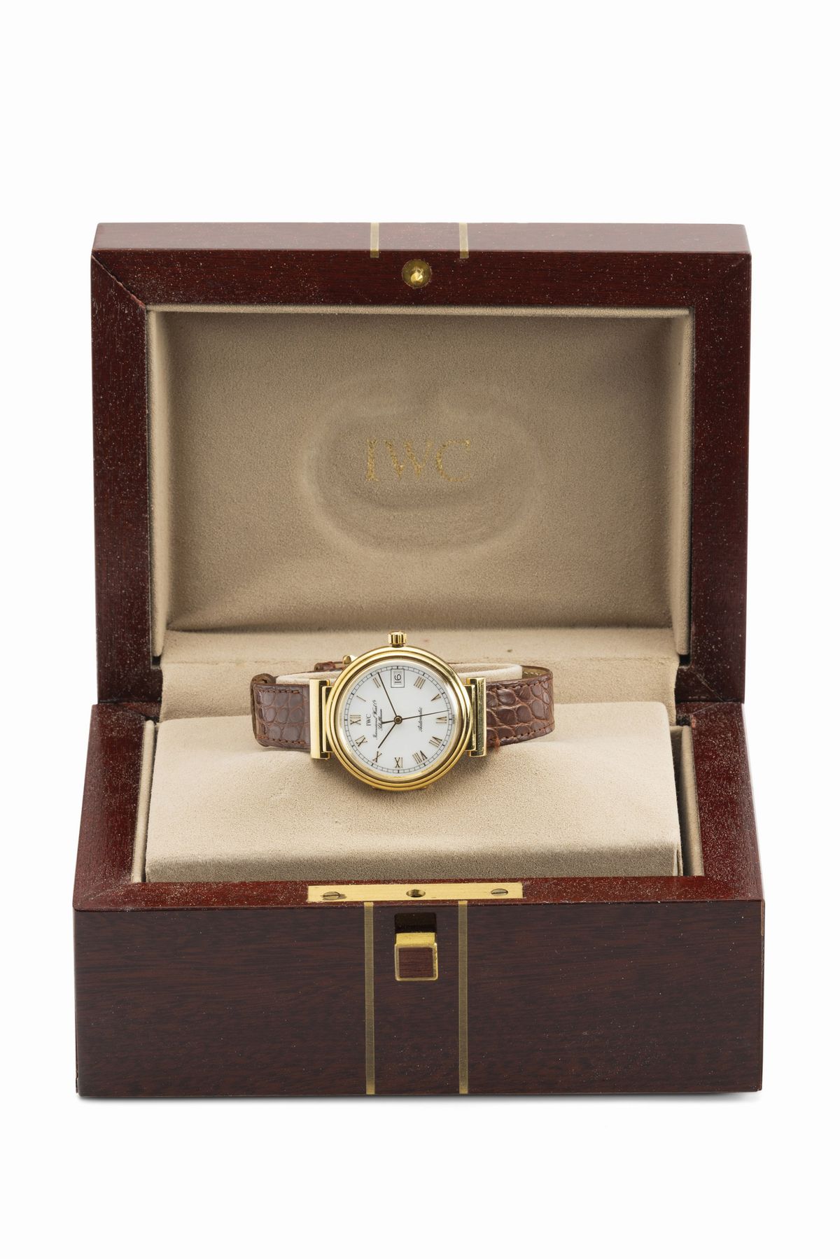 Iwc - Elegante da Vinci in Oro Giallo 18k con Cassa a Cerniera e Fondo a Vista, Anse Snodate e Mo...