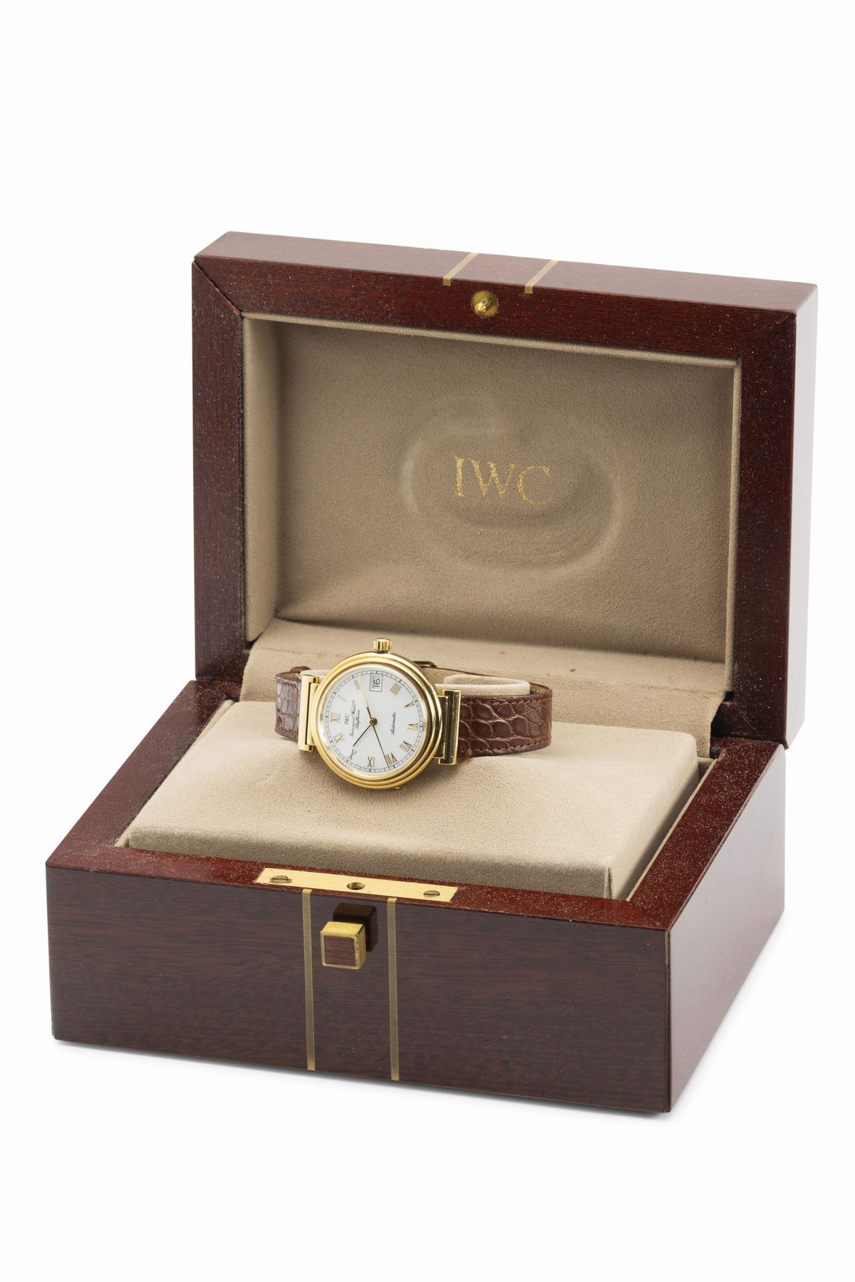 Iwc - Elegante da Vinci in Oro Giallo 18k con Cassa a Cerniera e Fondo a Vista, Anse Snodate e Mo...